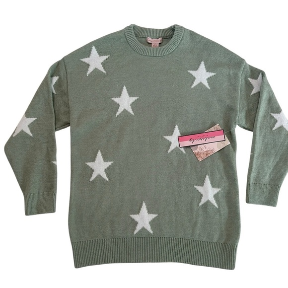 Emma's Expressions Light Green Stars Sweater Size L NWT - Picture 16 of 17